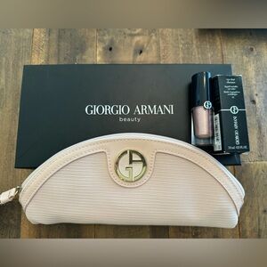 Georgio Armani cosmetic bag and eye tint, rose gold.